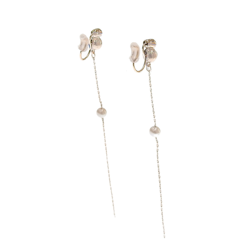 パール×メタル ロング ノンホールピアス