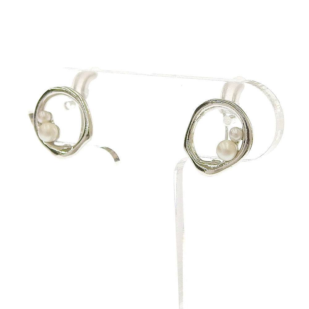 パール×メタル サークル ノンホールピアス