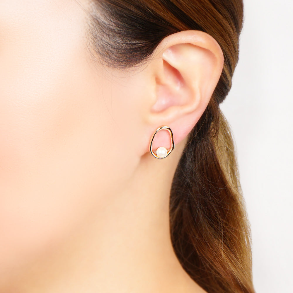 パール×メタル オーバル ノンホールピアス
