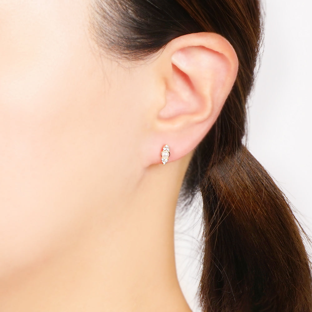 【NEW】パール×ストーン ノンホールピアス