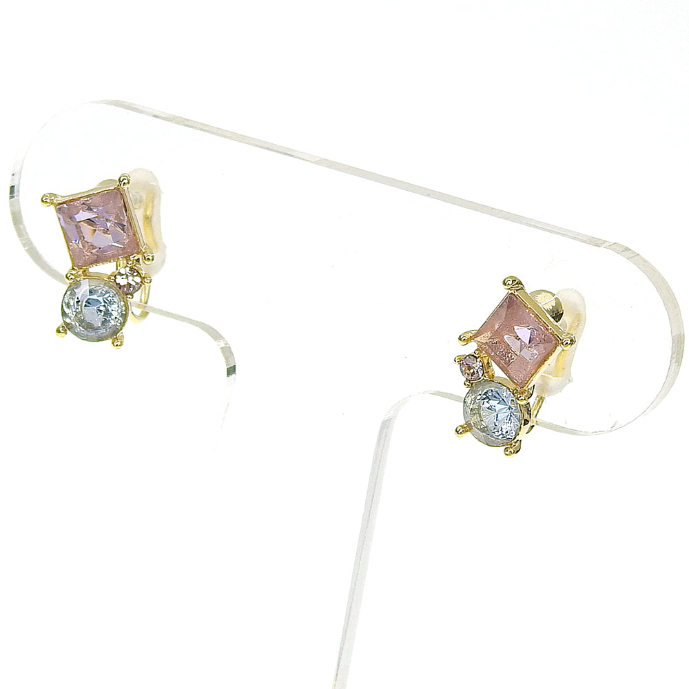 【NEW】カラーガラス クラスター ノンホールピアス