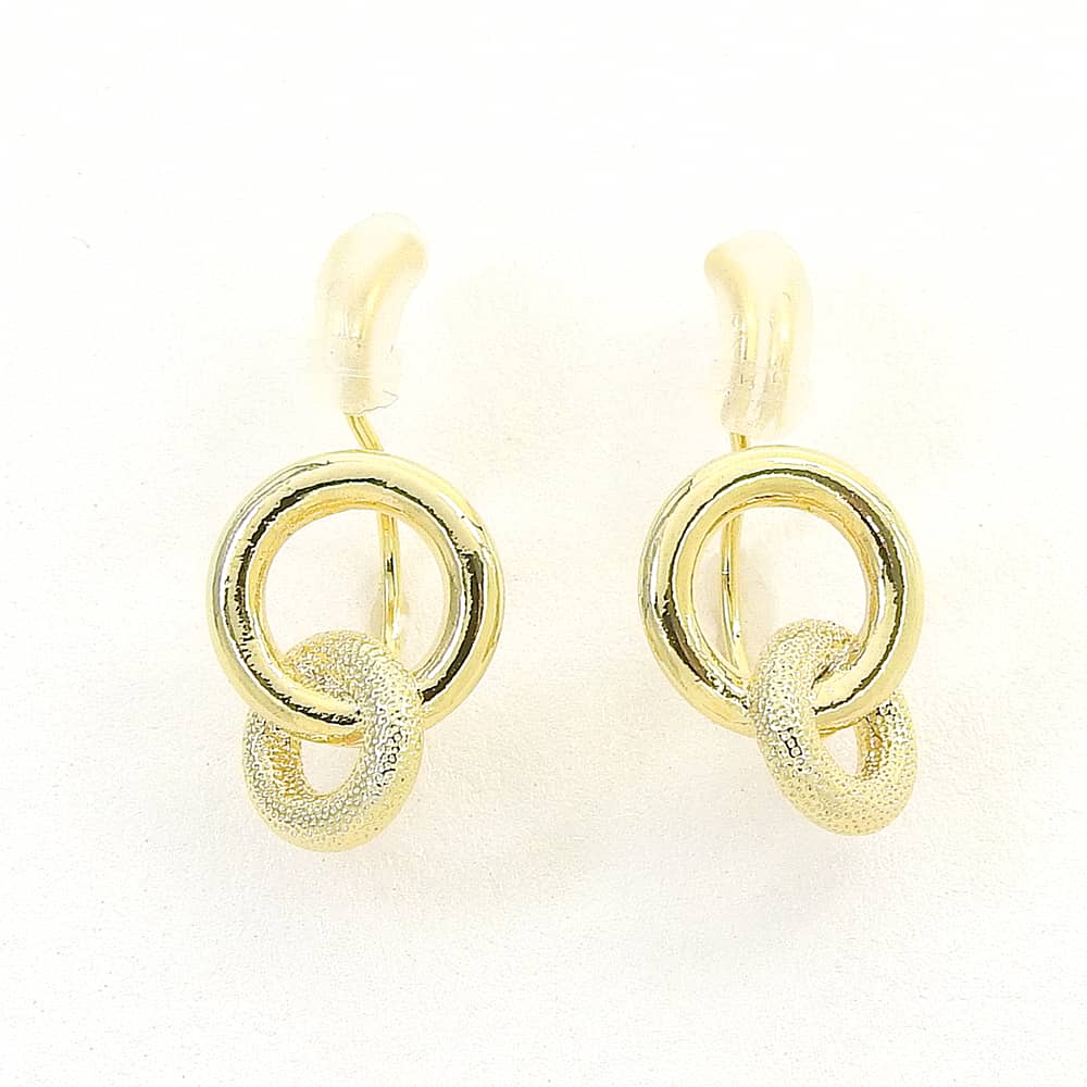 【NEW】梨地 ダブルサークル ノンホールピアス