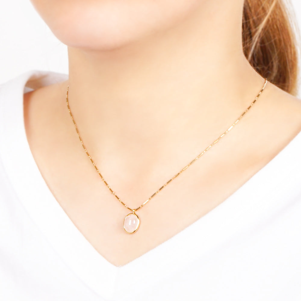 Natural stone オーバルカボション ブラス スライドネックレス