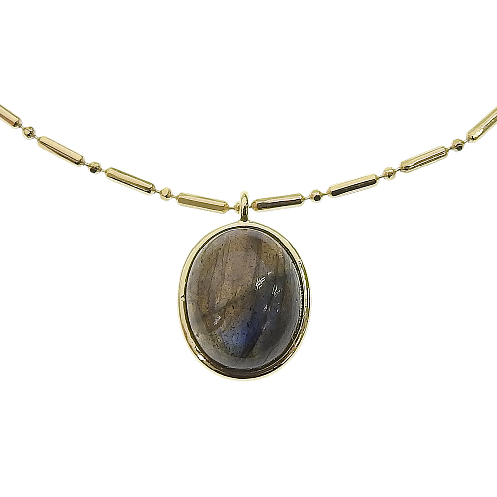 Natural stone オーバルカボション ブラス スライドネックレス