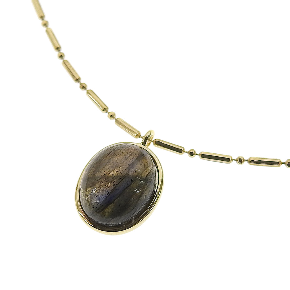 Natural stone オーバルカボション ブラス スライドネックレス