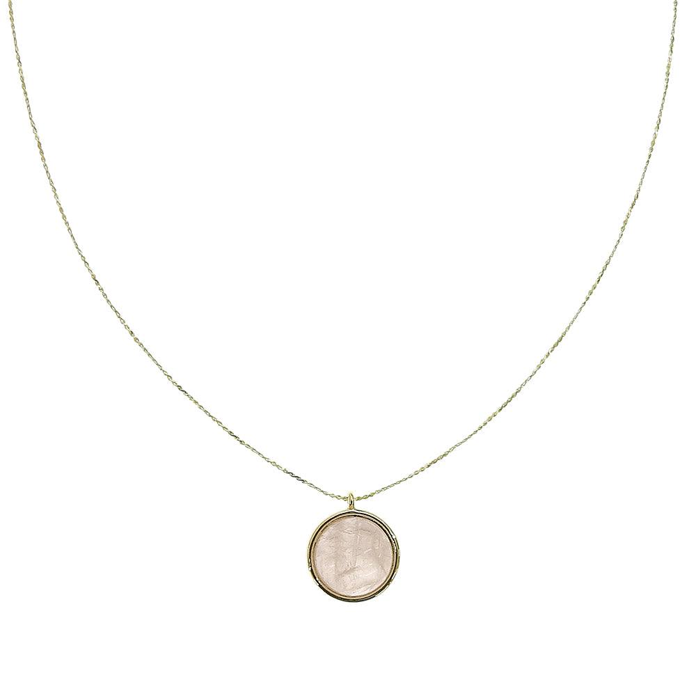 Natural stone ラウンドカボション ブラスネックレス
