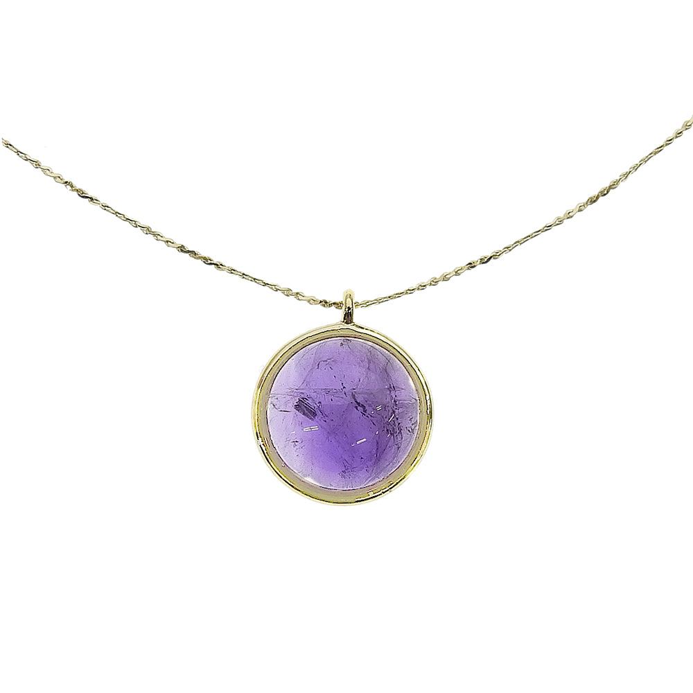 Natural stone ラウンドカボション ブラスネックレス