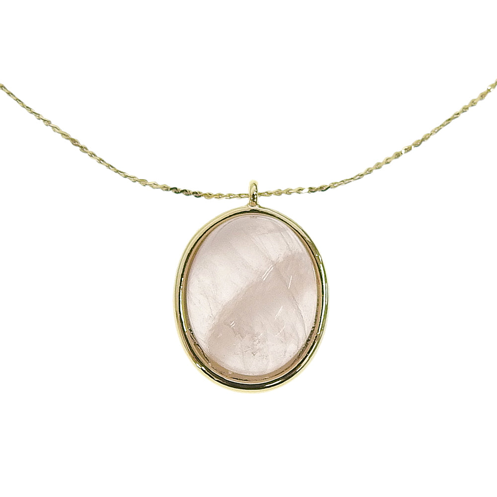 Natural stone オーバルカボション ブラスネックレス