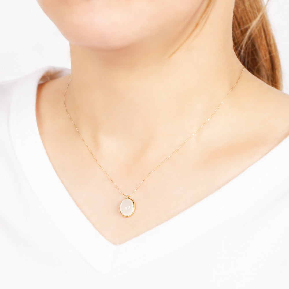 Natural stone オーバルカボション ブラスネックレス