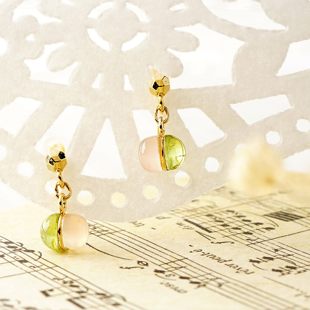 Natural stone 2stones ブラス ノンホールピアス ノンホールピアス 痛くない イヤリング 金属アレルギー