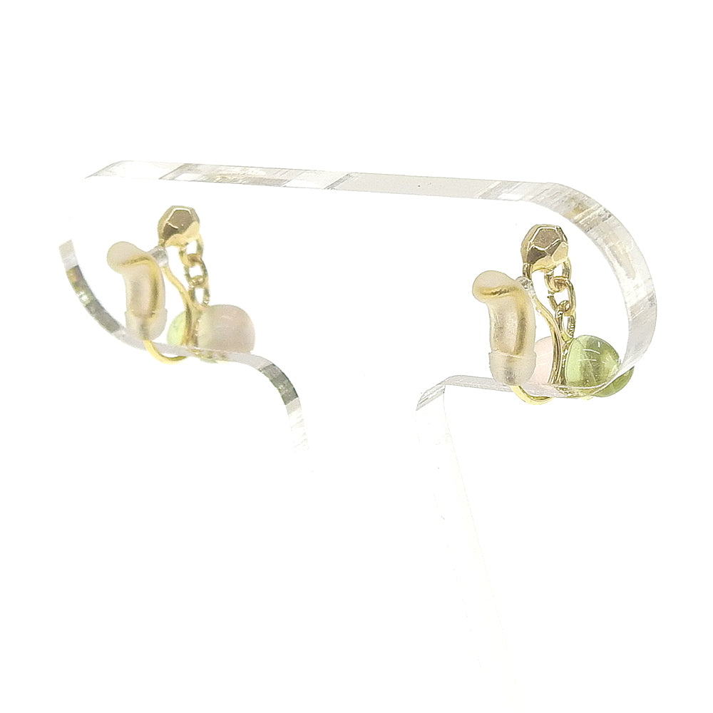 Natural stone 2stones ブラス ノンホールピアス