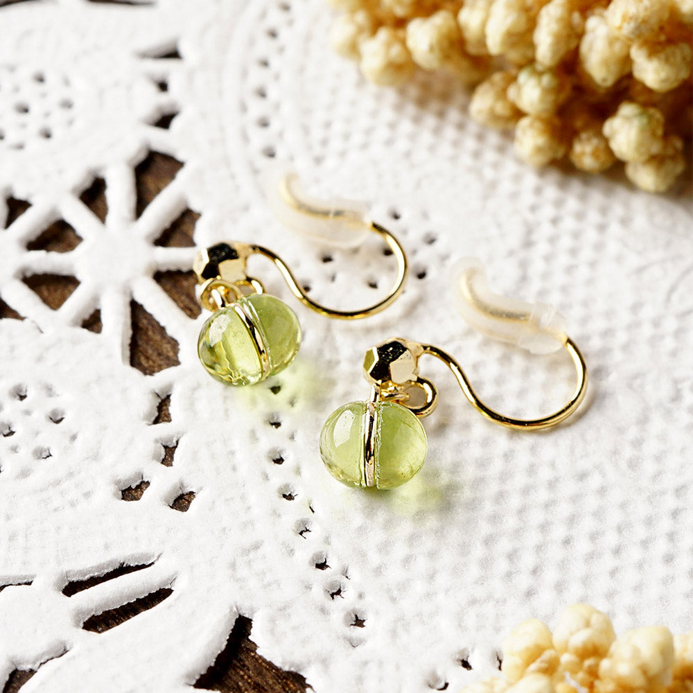 Natural stone 2stones ブラス ノンホールピアス ノンホールピアス 痛くない イヤリング 金属アレルギー