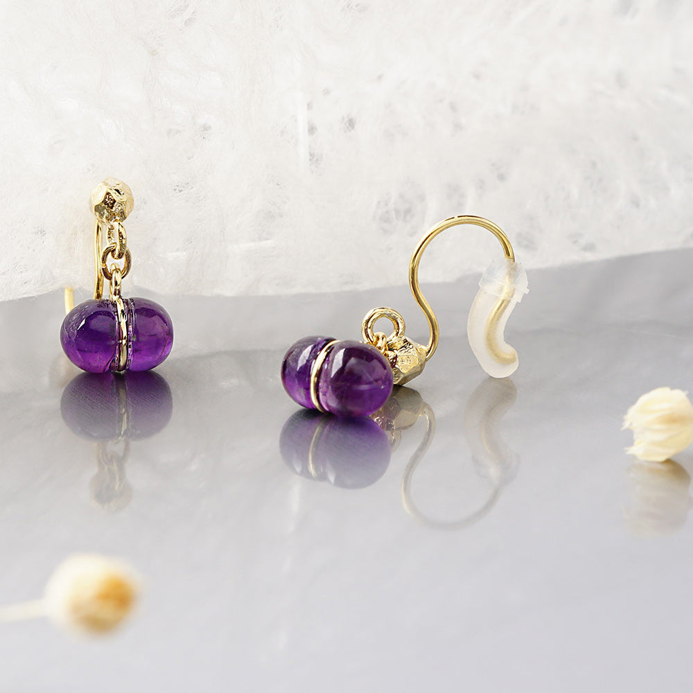 Natural stone 2stones ブラス ノンホールピアス ノンホールピアス 痛くない イヤリング 金属アレルギー