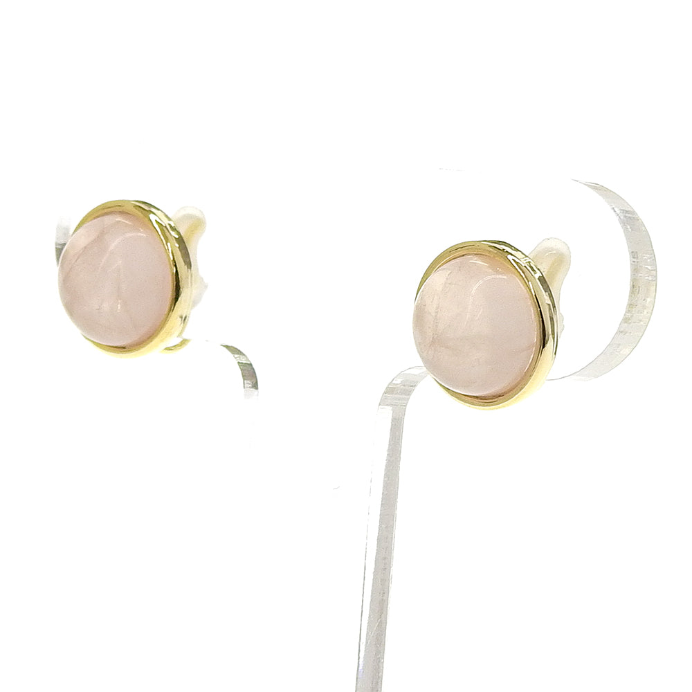 Natural stone ラウンドカボション ブラス ノンホールピアス