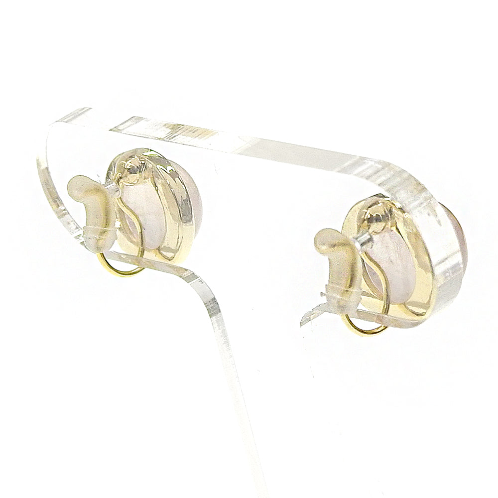 Natural stone ラウンドカボション ブラス ノンホールピアス