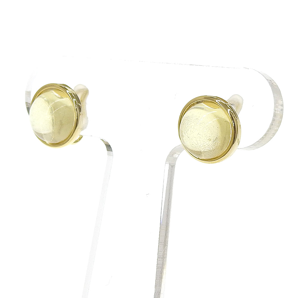 Natural stone ラウンドカボション ブラス ノンホールピアス