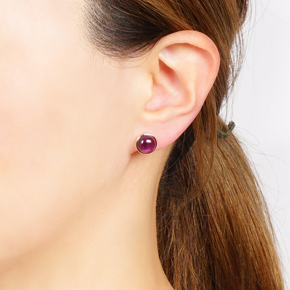 Natural stone ラウンドカボション ブラス ノンホールピアス