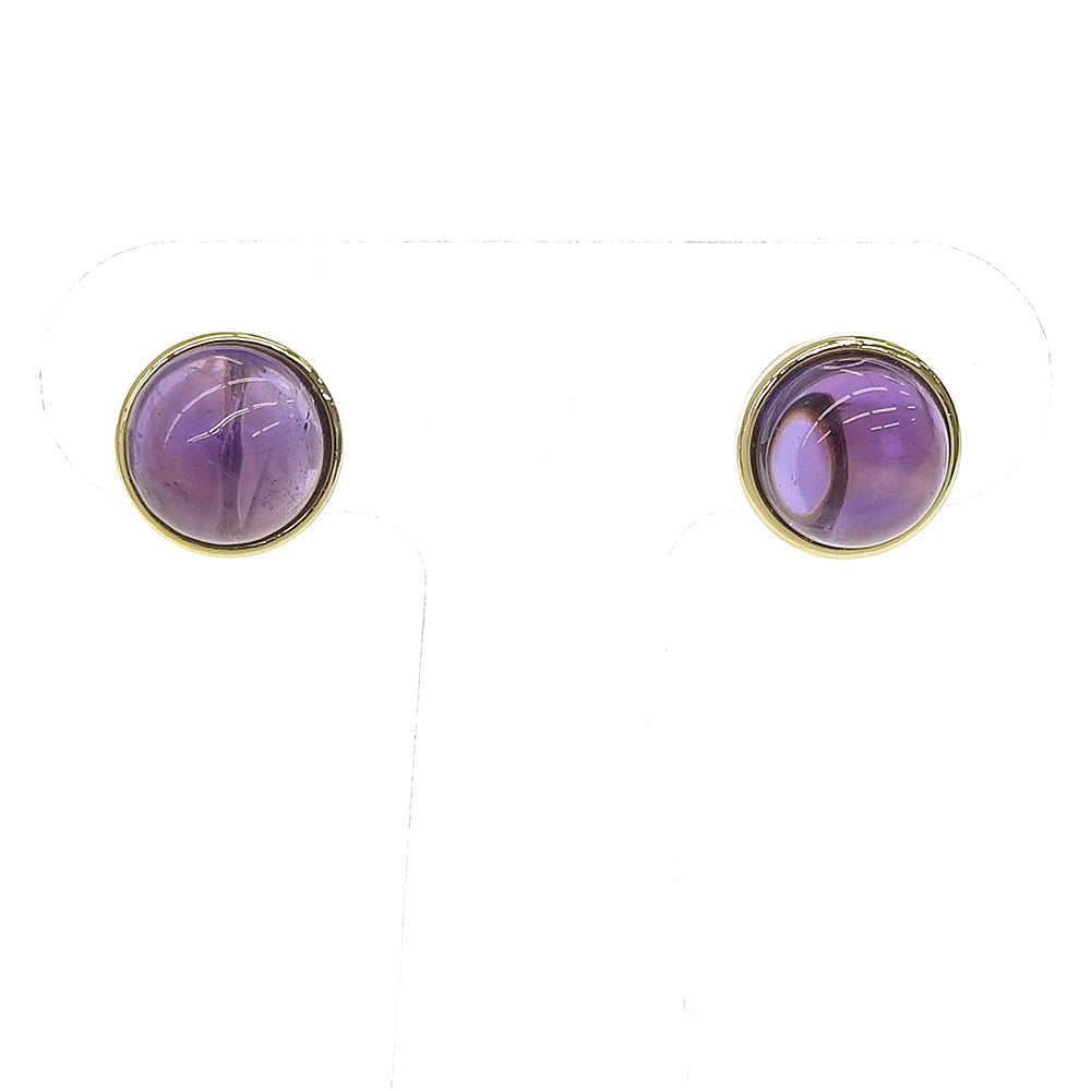Natural stone ラウンドカボション ブラス ノンホールピアス