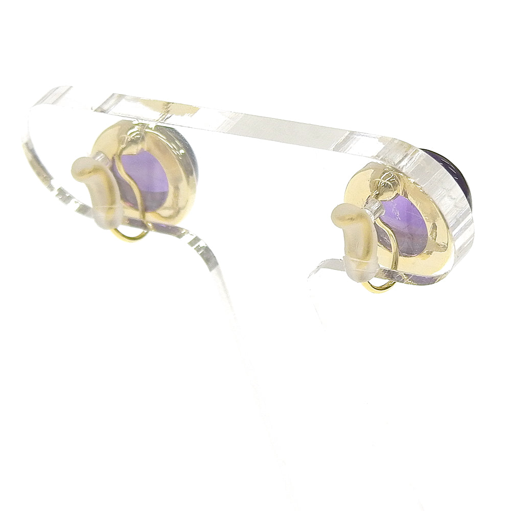 Natural stone ラウンドカボション ブラス ノンホールピアス