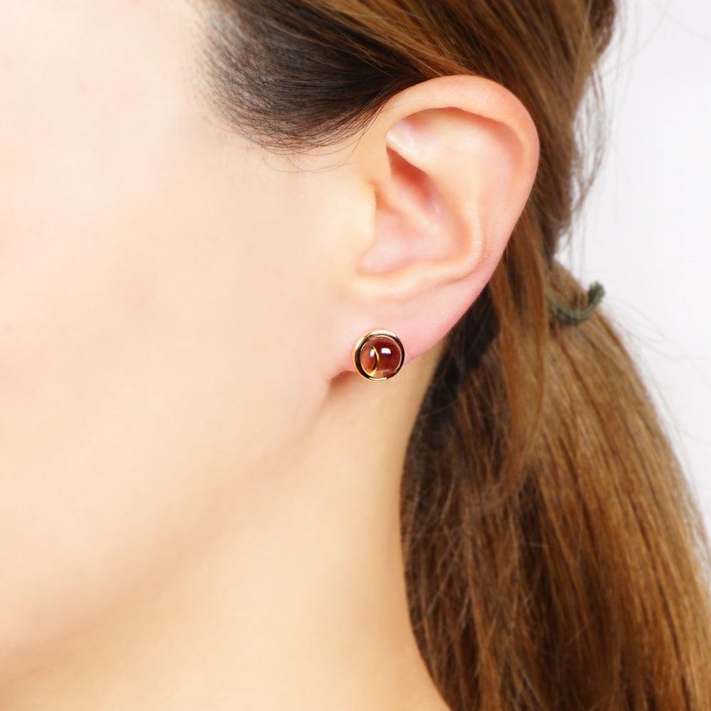 Natural stone ラウンドカボション ブラス ノンホールピアス