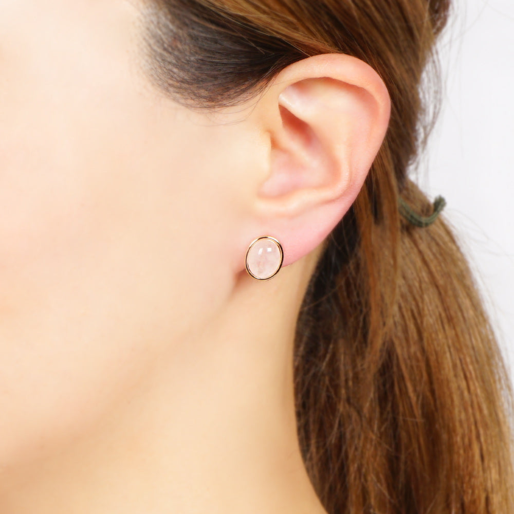 Natural stone オーバルカボション ブラス ノンホールピアス