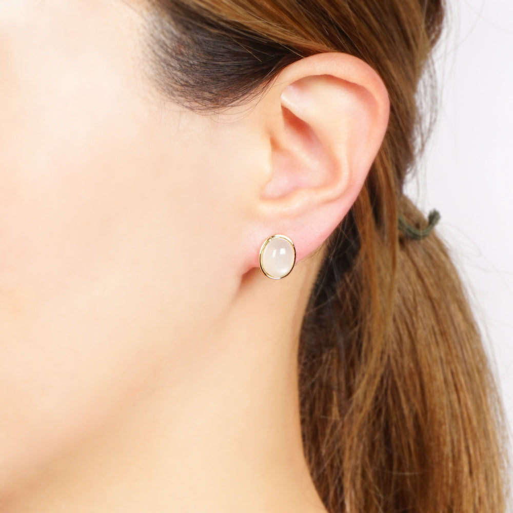 Natural stone オーバルカボション ブラス ノンホールピアス