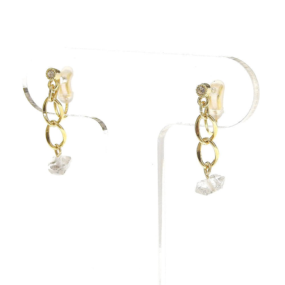 ハーキマークォーツ ストーン ノンホールピアス