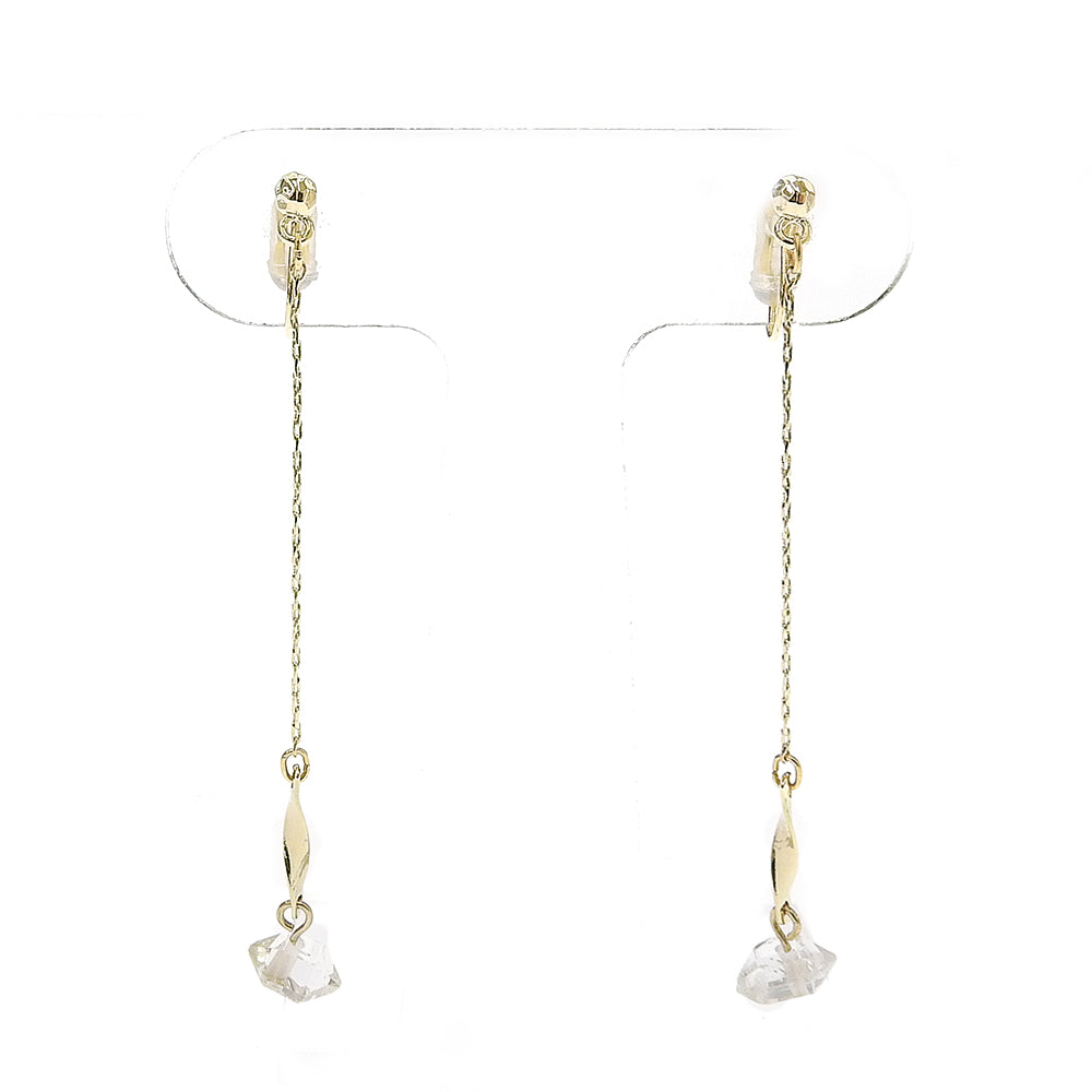 ハーキマークォーツ チェーン ノンホールピアス