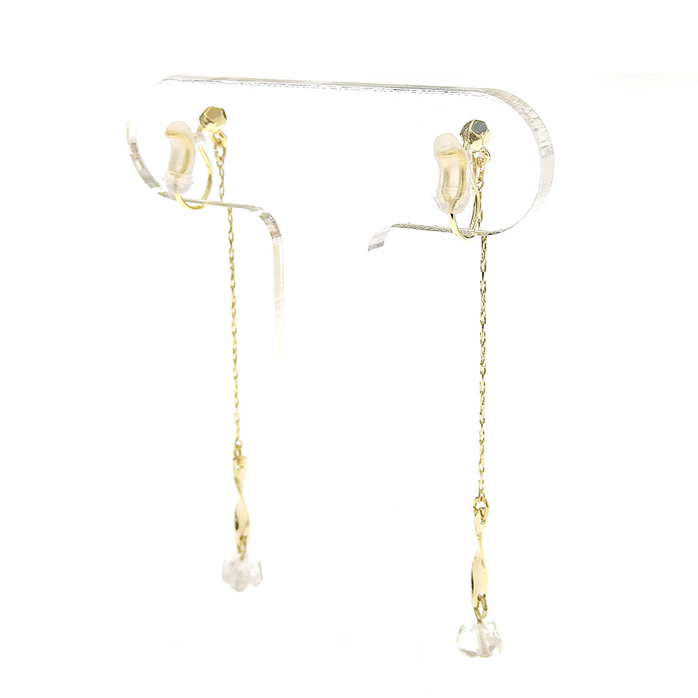 ハーキマークォーツ チェーン ノンホールピアス