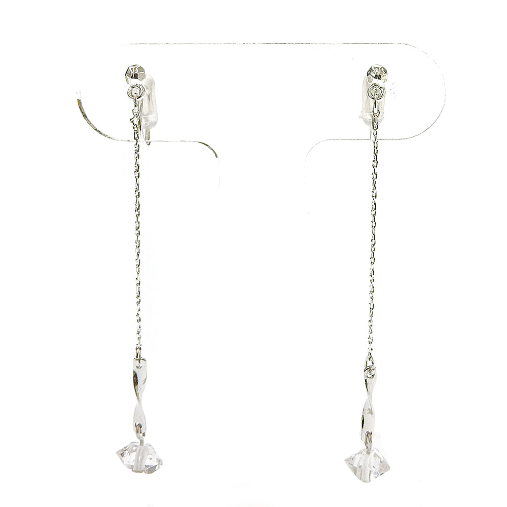 ハーキマークォーツ チェーン ノンホールピアス