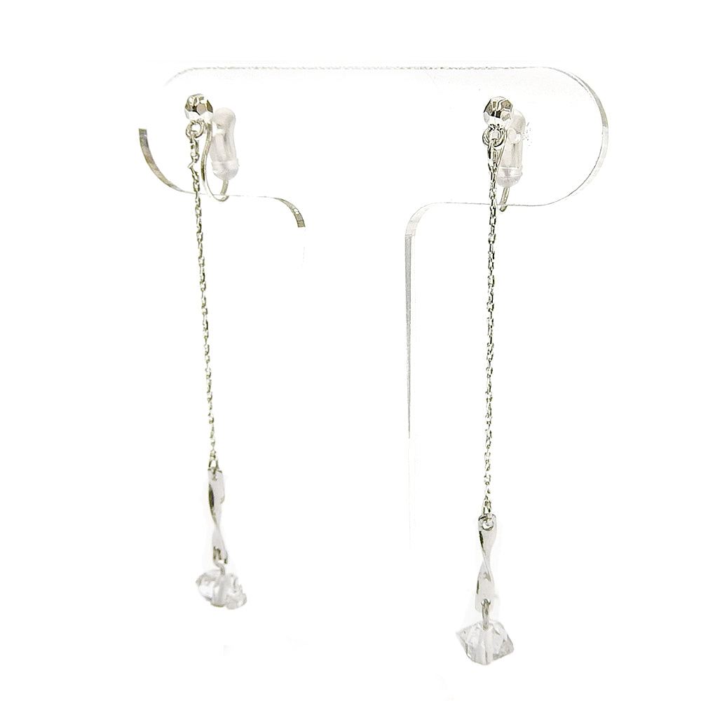 ハーキマークォーツ チェーン ノンホールピアス