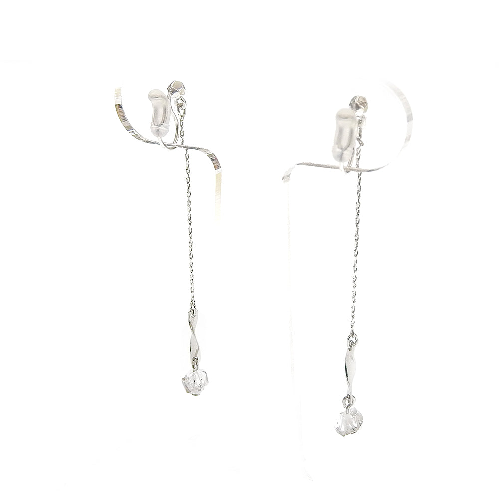 ハーキマークォーツ チェーン ノンホールピアス