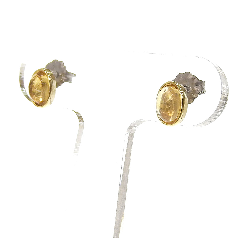 Natural stone オーバル ブラスピアス【選べる誕生石】