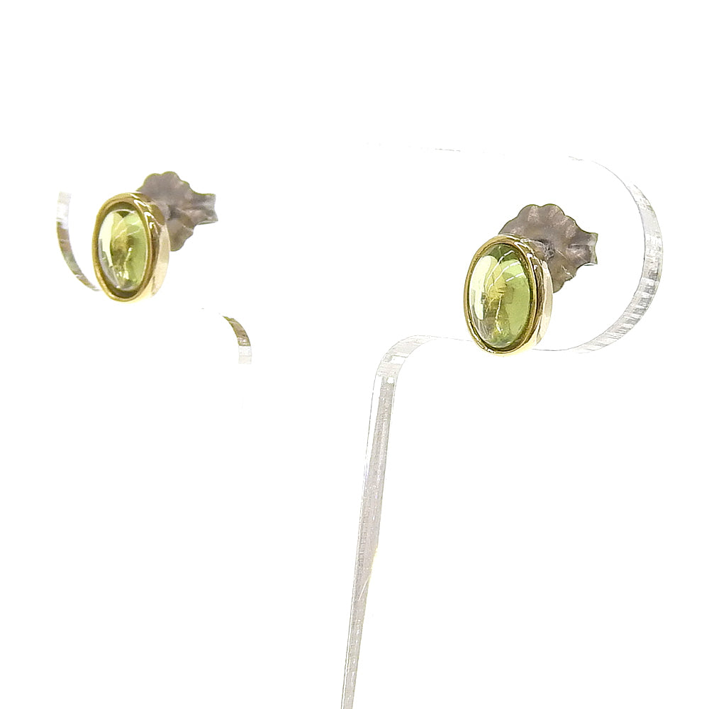 Natural stone オーバル ブラスピアス【選べる誕生石】