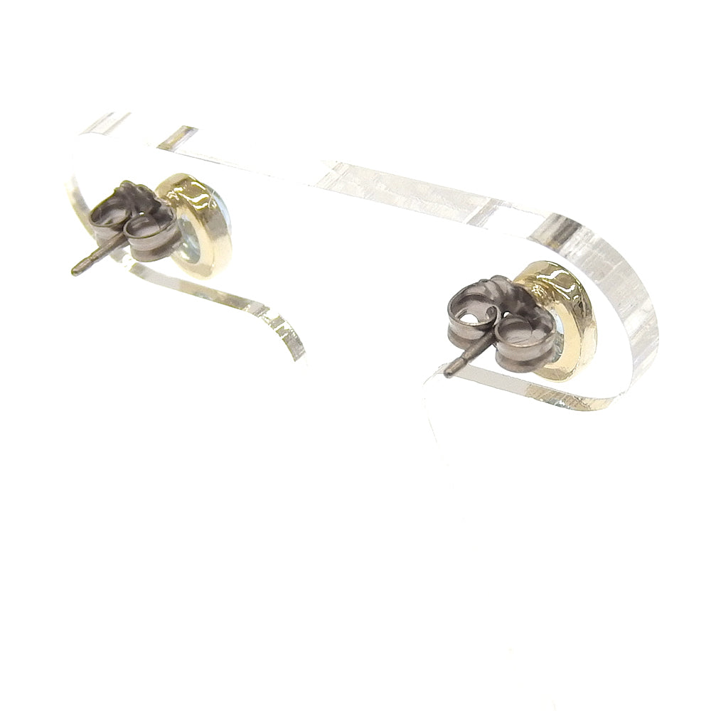 Natural stone オーバル ブラスピアス【選べる誕生石】