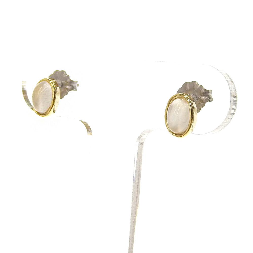 Natural stone オーバル ブラスピアス【選べる誕生石】