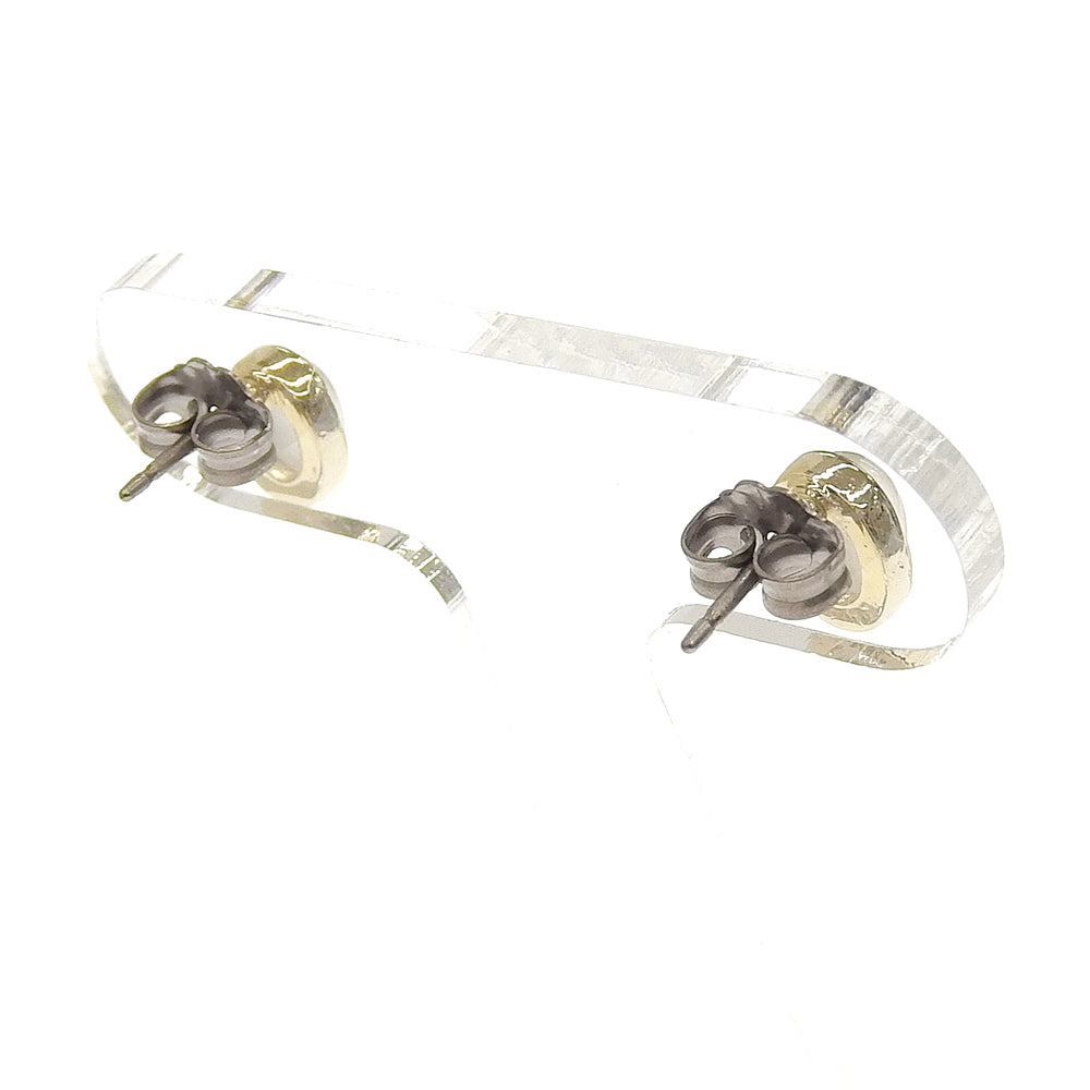 Natural stone オーバル ブラスピアス【選べる誕生石】