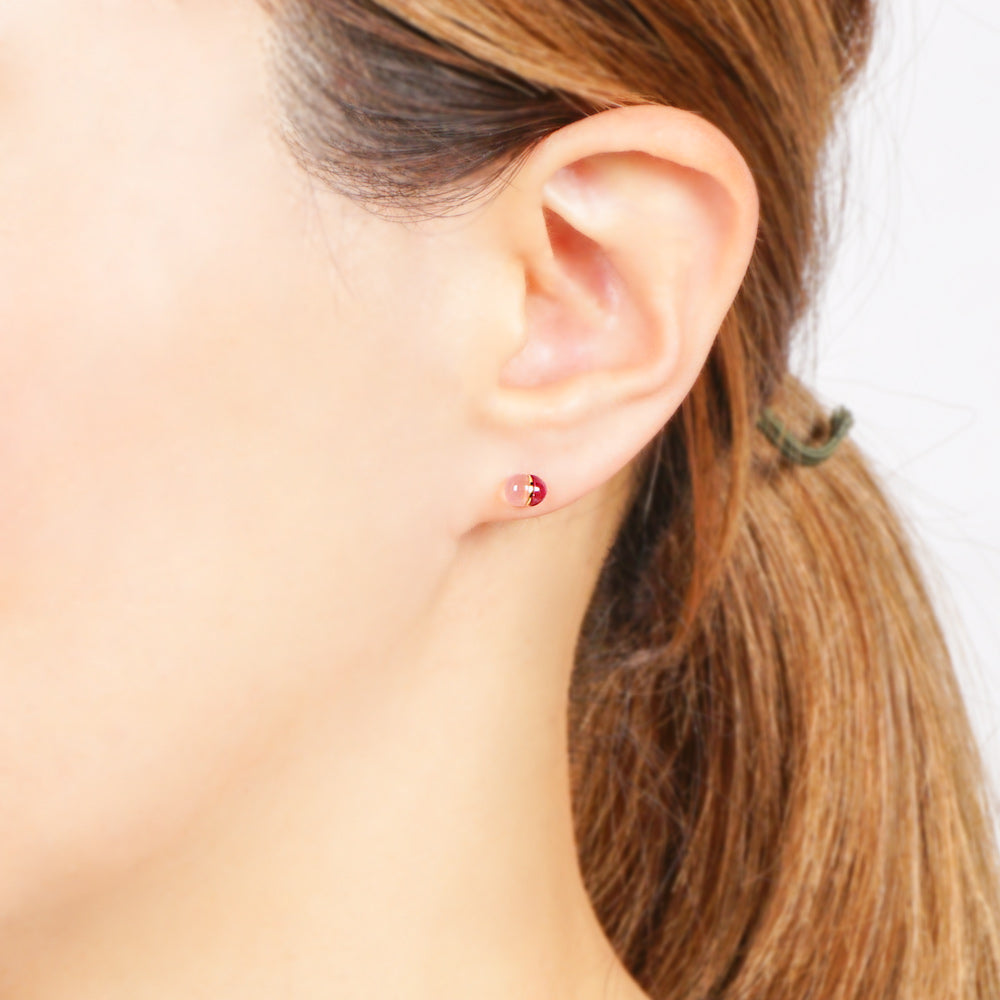 Natural stone 2stones ブラスピアス