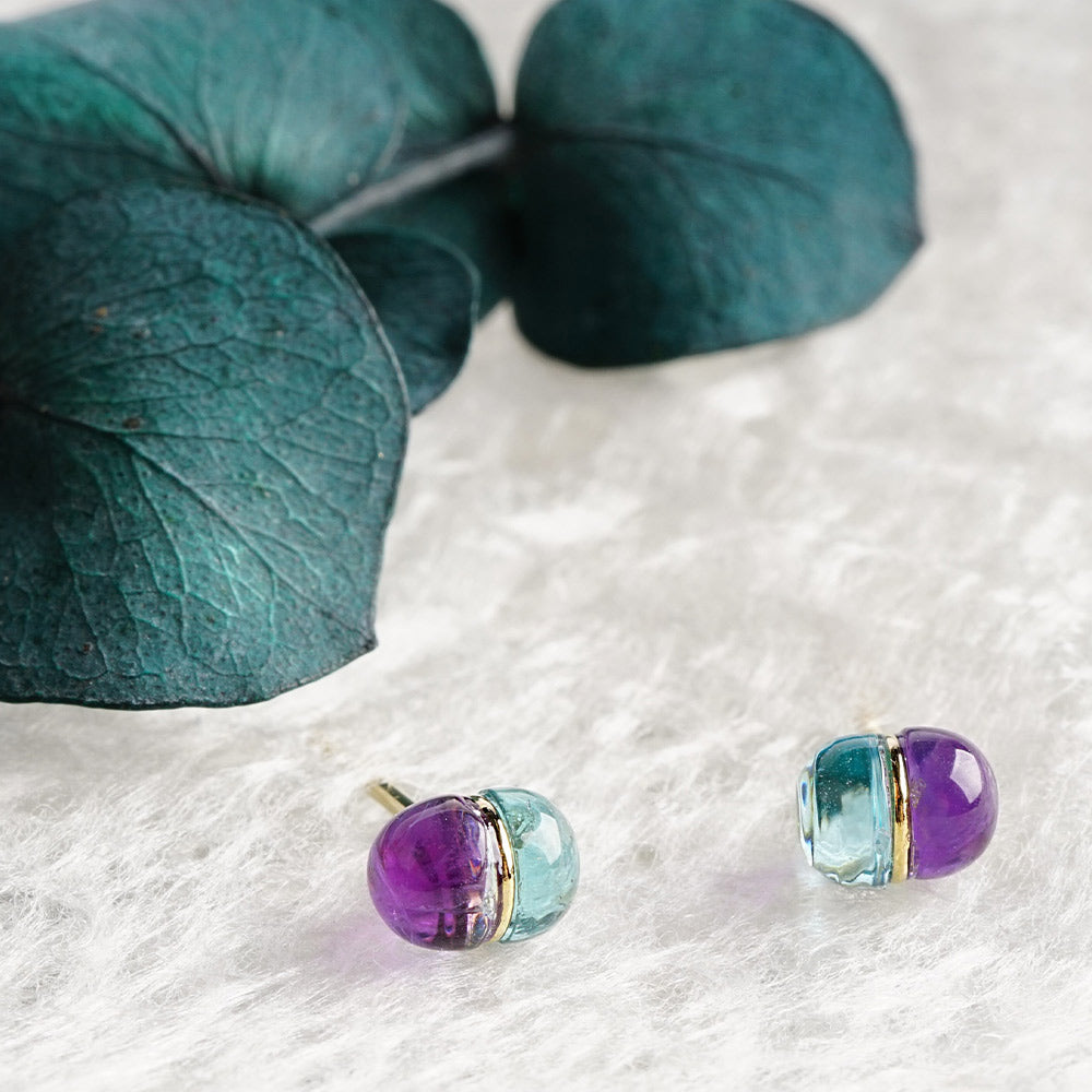 Natural stone 2stones ブラスピアス