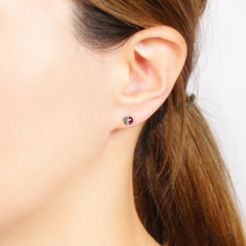 Natural stone 2stones ブラスピアス