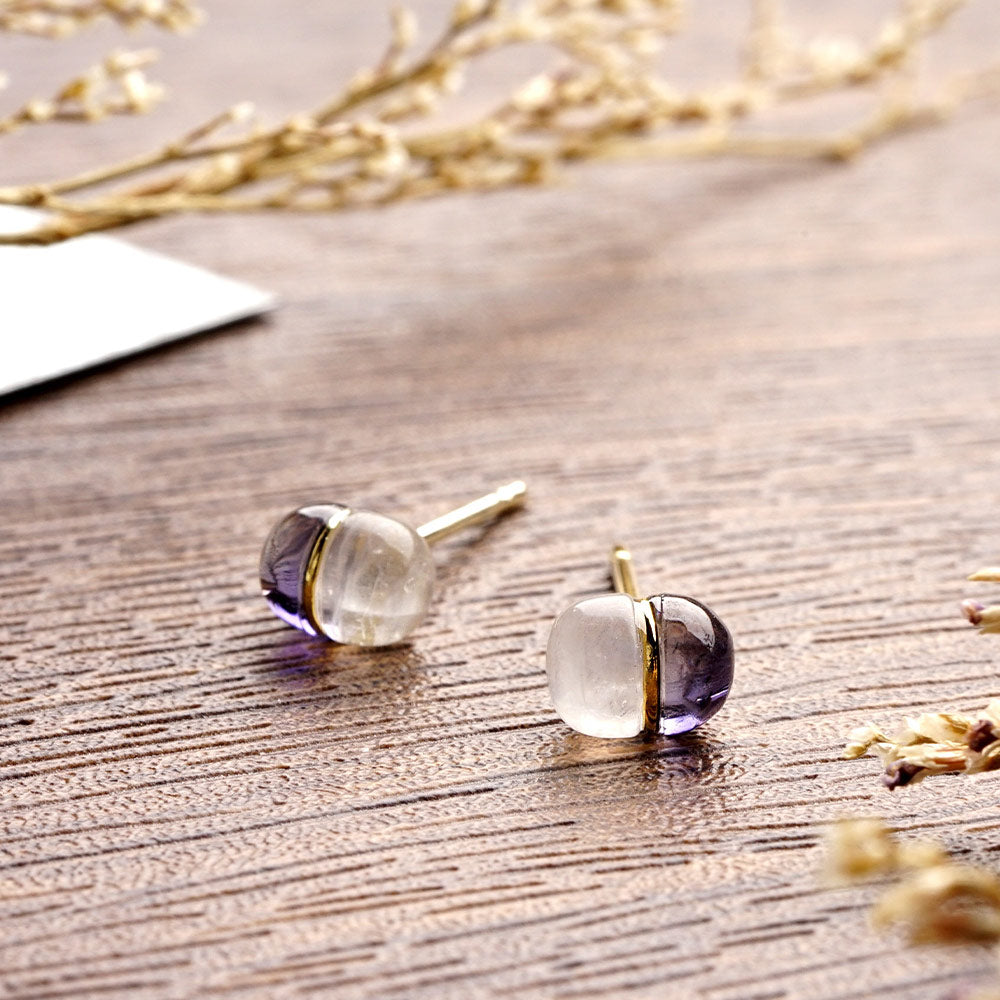 Natural stone 2stones ブラスピアス
