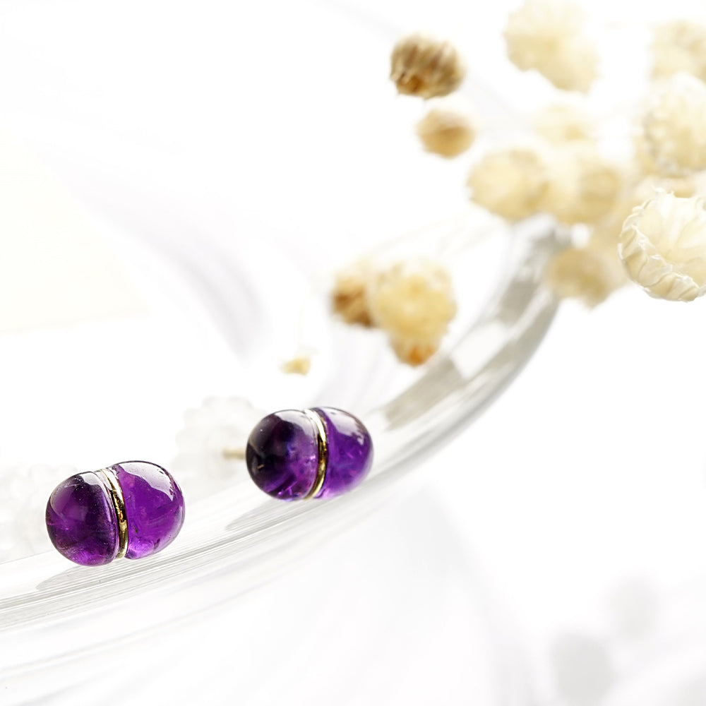 Natural stone 2stones ブラスピアス