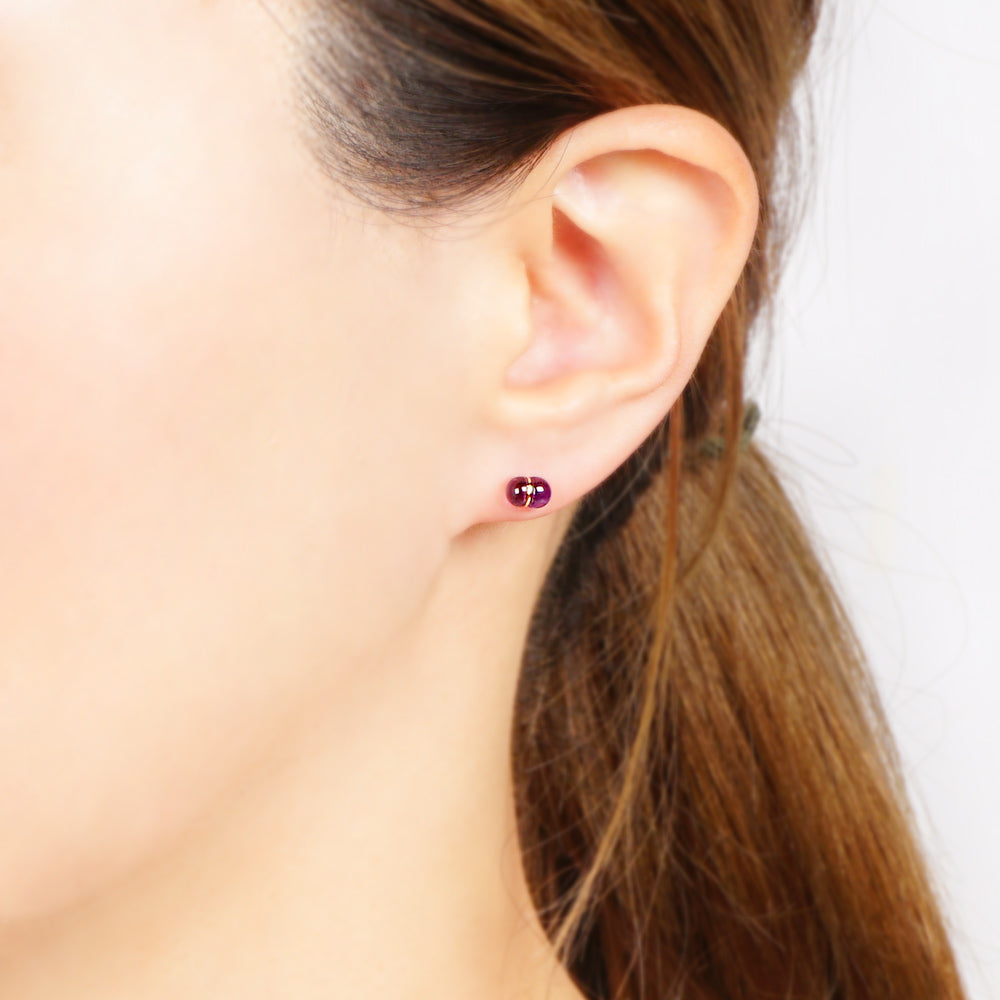 Natural stone 2stones ブラスピアス