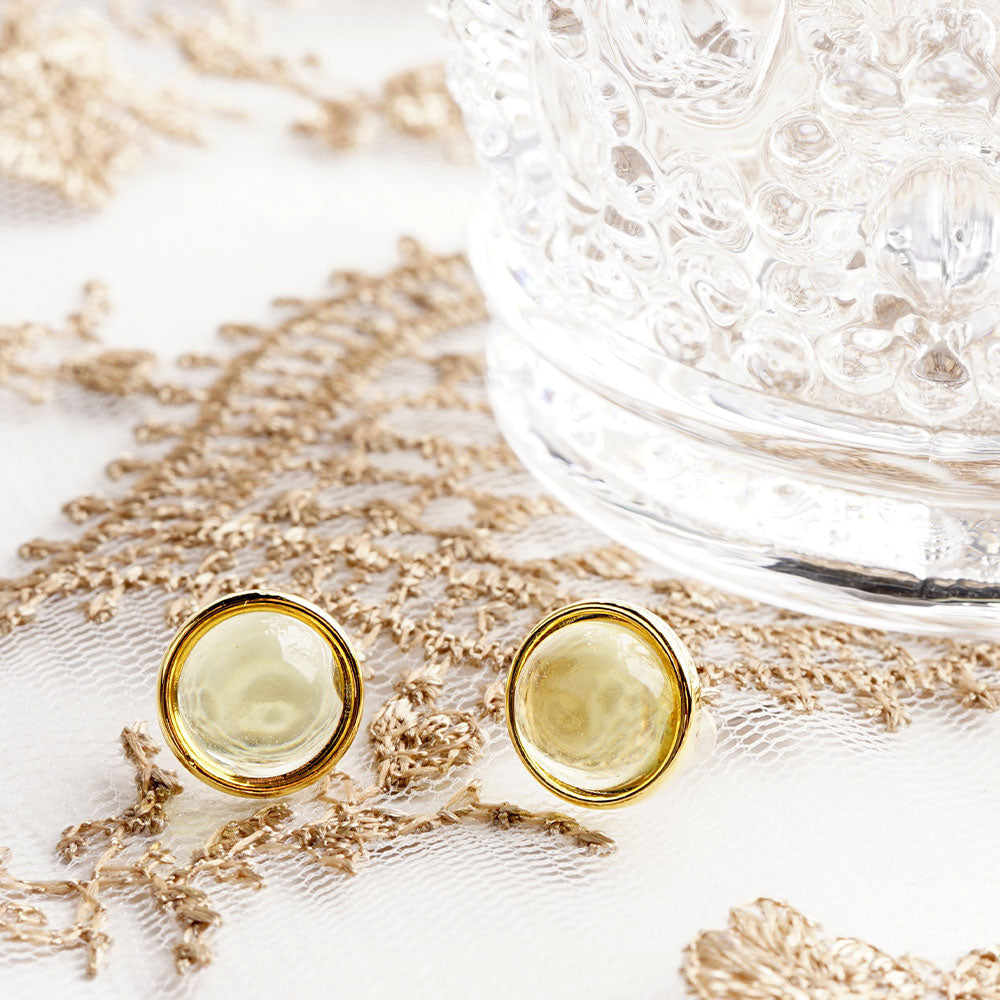 Natural stone ラウンドカボション ブラスピアス