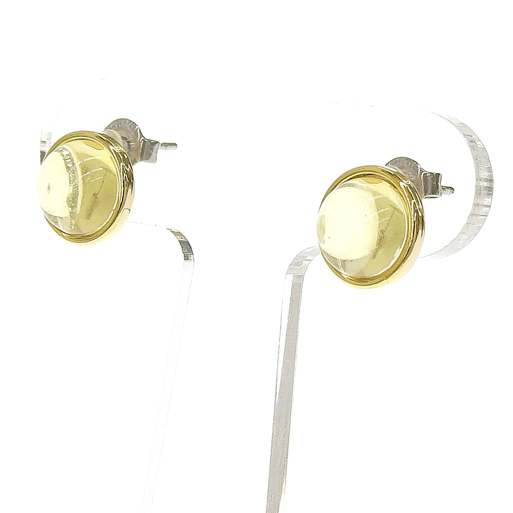 Natural stone ラウンドカボション ブラスピアス