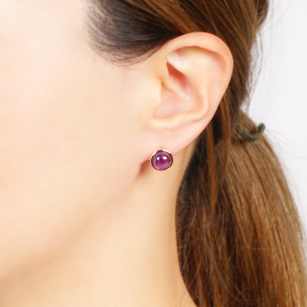 Natural stone ラウンドカボション ブラスピアス