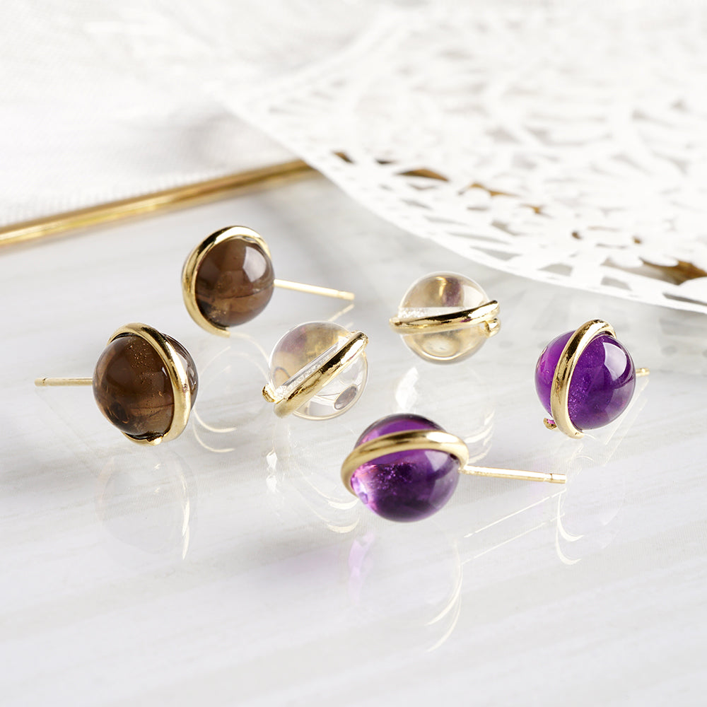 Natural stone 天然石ボールピアス (M)