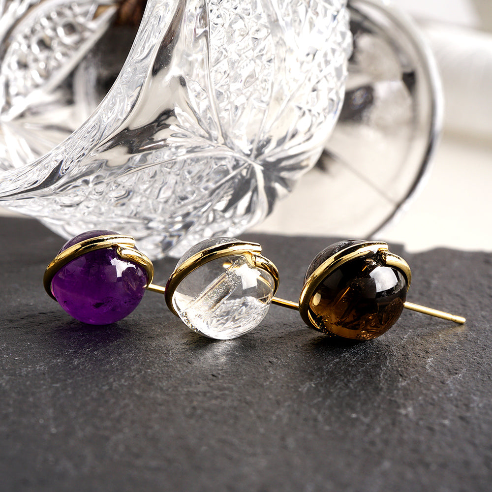 Natural stone 天然石ボールピアス (L)