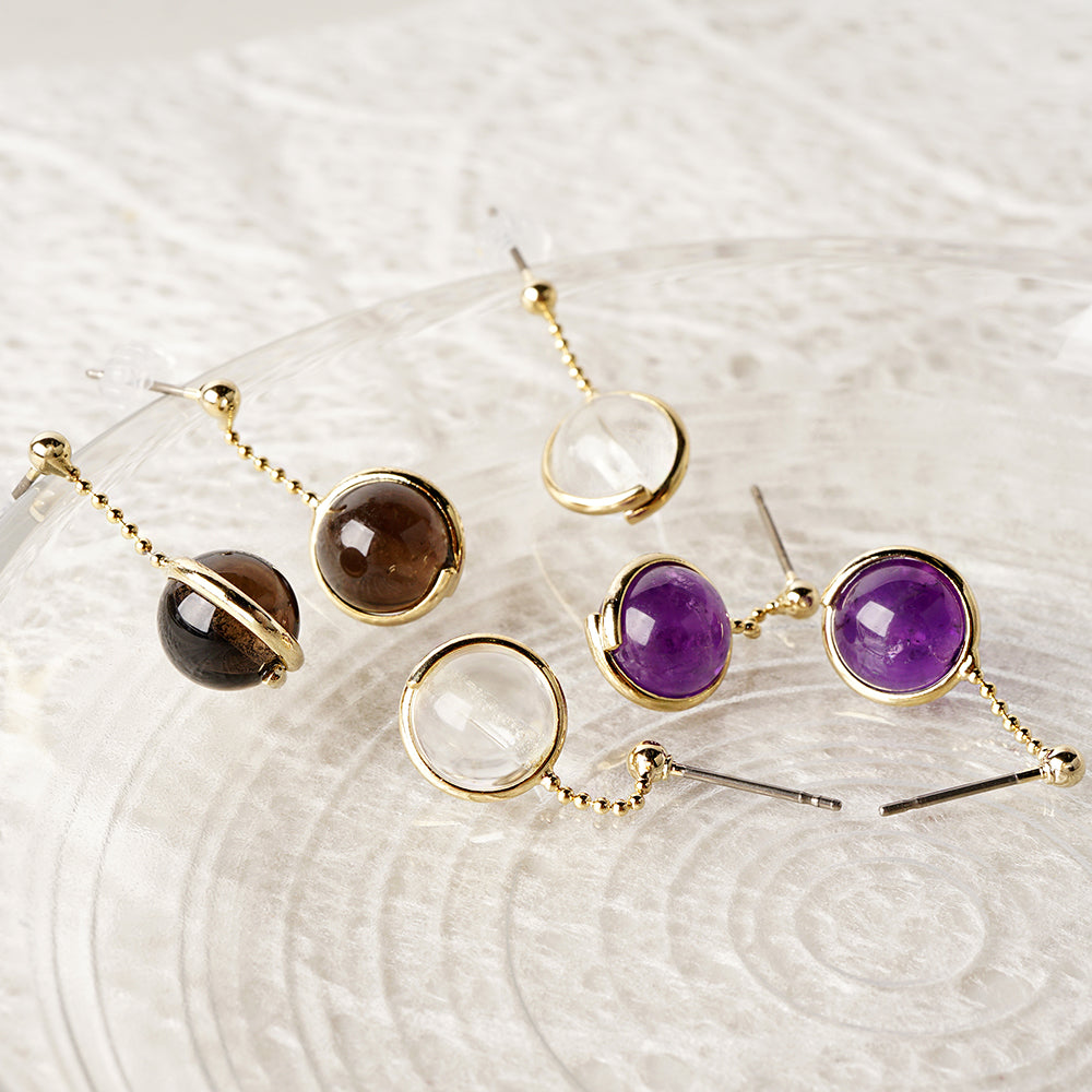 Natural stone 天然石ボールドロップピアス (M)