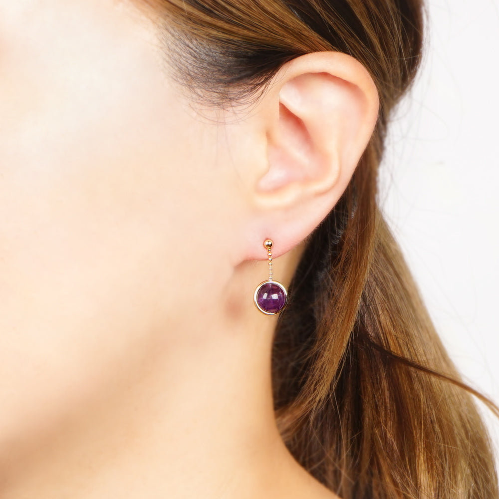 Natural stone 天然石ボールドロップピアス (M)